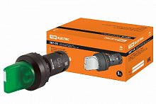 Переключатель на  3 положения с фиксацией SB7-CK3365-220V короткая ручка(LED) d22мм 1з+1р зеленый TD (SQ0746-0065)