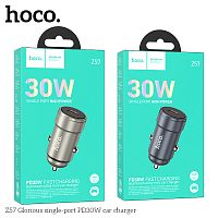 Блок питания автомобильный 1 Type-C HOCO Z57 Glorious, 3.0A, металл, QC3.0, PD30Вт, цвет: серый (1/12/120) (6942007633048)