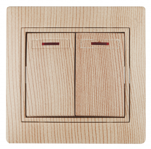 Выключатель INTRO 2 клавиши с подсветкой, 10АХ-250В, скрытой установки, Plano, сосна (1/10/200/2000) (Б0030049) фото 7 Выключатель INTRO 2 клавиши с подсветкой, 10АХ-250В, скрытой установки, Plano, сосна (1/10/200/2000) (Б0030049) фото 7