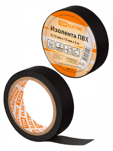 Изолента ПВХ 0,13х15мм Черная 5м TDM (10/500)