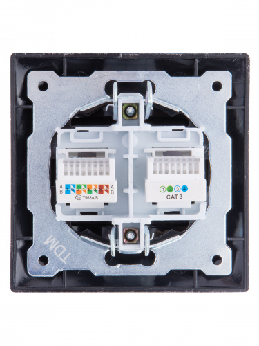 Розетка телефонная RJ11 + компьютерная RJ45 старинное серебро с/у, "Лама" (1/10) TDM (SQ1815-0660) фото 3