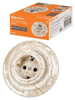 Розетка TDM скрытой установки фарфоровая 2П+З 16А 250В мраморная «Болонь» (1/36) (SQ1820-0122)