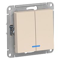 Механизм выключателя 2-кл. С/У ATLASDESIGN 10А IP20 (сх. 5а) 10AX с подсветкой механизм беж. Systeme Electric ATN000253 (1/20/160)