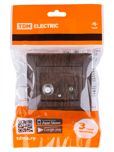 Розетка TV ("мама") + SAT (F-разъем) 0-2400МГц венге , с/у, "Лама" (10/120) TDM (SQ1815-0420) фото 2 Розетка TV ("мама") + SAT (F-разъем) 0-2400МГц венге , с/у, "Лама" (10/120) TDM (SQ1815-0420) фото 2