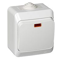 Выключатель 1-кл. О/У ЭТЮД 10А IP44 10AX с подсветкой бел. Systeme Electric BA10-045B (1/14/112)