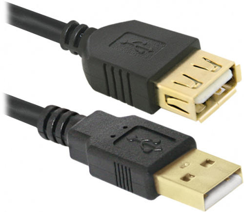 Кабель-удлинитель DEFENDER USB02-06PRO USB2.0, AM-AF, черный, 1.8м.(1/51) (1/50/200) (87429) фото 3