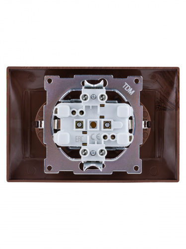 Розетка двойная 2П+З 16А 250В с защ. шт. венге , с/у, "Лама" (6/72) TDM (SQ1815-0413) фото 3