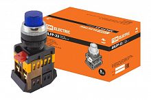Кнопка ABLFP-22 синий d22мм неон/230В 1з+1р TDM (SQ0704-0007)