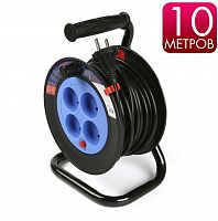 Удлинитель Smartbuy катушка 4 гнезда 10м, б/з, предохр-ль ПВС 2*1,0 10А/2,2кВт (1) (SBE-10-4-10-N)