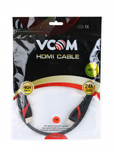 Кабель VCOM HDMI 19M/M ver. 2.0 black red, 1m (1/70) (CG525-R-1.0) фото 3 Кабель VCOM HDMI 19M/M ver. 2.0 black red, 1m (1/70) (CG525-R-1.0) фото 3