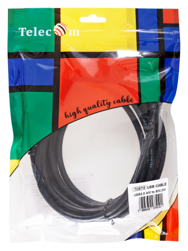 Кабель соединительный USB 3.0 Am/Bm 3m TELECOM (TUS710-3M) (1/70) фото 2 Кабель соединительный USB 3.0 Am/Bm 3m TELECOM (TUS710-3M) (1/70) фото 2