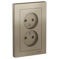 Розетка 2-м С/У ATLASDESIGN 16А IP20 без заземл. в сборе шампань Systeme Electric ATN000520 (1/6/36)