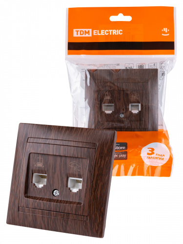 Розетка телефонная RJ11 + компьютерная RJ45 венге , с/у, "Лама" (10/120) TDM (SQ1815-0419) Розетка телефонная RJ11 + компьютерная RJ45 венге , с/у, "Лама" (10/120) TDM (SQ1815-0419)