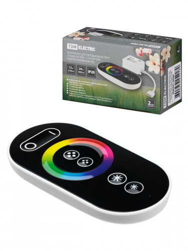 Контроллер для светодиодных лент и модулей RGB-RF-12В-18А-216Вт-IP20, 3 канала, сенсорный пульт, TDM (1/100) (SQ0331-0506)