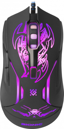 Мышь проводная игровая DEFENDER Bionic GM-250L, USB,  6 кнопок, черный,(1/40) (52250) фото 2