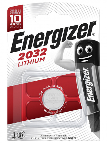 Элемент питания ENERGIZER  CR 2032  Lithium (1бл)   (10/140) (E301021302)