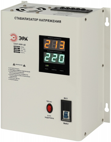 Стабилизатор напряжения настенный ЭРА СННТ-5000-ЦБ ц.д., 140-260В/220/В, 5000ВА белый (1/40) (Б0071431) фото 2 Стабилизатор напряжения настенный ЭРА СННТ-5000-ЦБ ц.д., 140-260В/220/В, 5000ВА белый (1/40) (Б0071431) фото 2