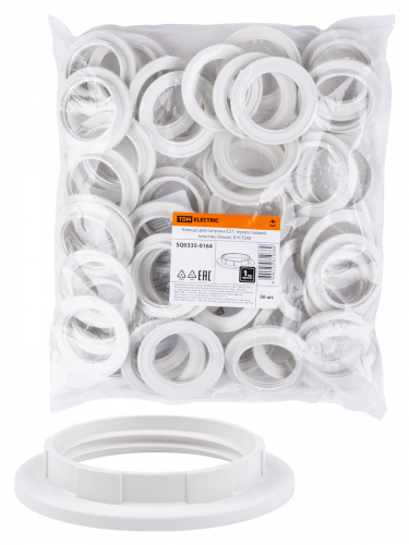 Кольцо TDM для патрона Е27, термостойкий пластик, белый, Б/Н (50/1000) (SQ0335-0164)