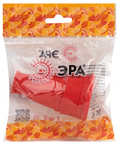 Розетка ЭРА RX10-R-IP44 каучуковая c заземлением 16А IP44 прямая красная (1/100) (Б0055419) фото 4