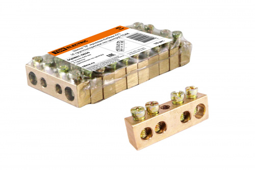 Шина "N" нулевая 6х9мм 4/1 (4 группы/крепеж по центру) TDM (10/960) (SQ0801-0036)