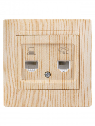 Розетка телефонная RJ11 + компьютерная RJ45 сосна , с/у, "Лама" (10/120) TDM (SQ1815-0319) фото 4 Розетка телефонная RJ11 + компьютерная RJ45 сосна , с/у, "Лама" (10/120) TDM (SQ1815-0319) фото 4