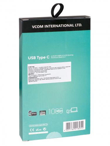 Переходник USB 3.1 Type-C(M)--> 6в1 RJ-45+3*USB 3.0(f) +PD+HDMI1.4 Alum Shell VCOM <CU459> фото 2