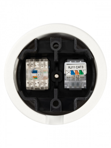 Розетка телефонная RJ11 + компьютерная RJ45 белая «Болонь» TDM (1/72) (SQ1820-0052) фото 3 Розетка телефонная RJ11 + компьютерная RJ45 белая «Болонь» TDM (1/72) (SQ1820-0052) фото 3