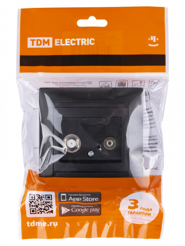 Розетка TV ("мама") + SAT (F-разъем) 0-2400МГц графит , с/у, "Лама" (10/120) TDM (SQ1815-0620) фото 2 Розетка TV ("мама") + SAT (F-разъем) 0-2400МГц графит , с/у, "Лама" (10/120) TDM (SQ1815-0620) фото 2