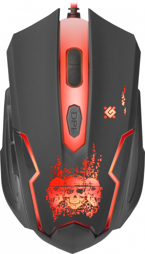 Мышь DEFENDER Skull GM-180L, USB, проводная, игровая, 6 кнопок, черная, длина кабеля 1,5 м. (1/40) (52180) фото 3