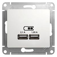 Механизм розетки USB 2-м С/У GLOSSA A+A 5В/2.1А 2х5В/1.05А механизм бел. Systeme Electric GSL000133 (1/6/96)
