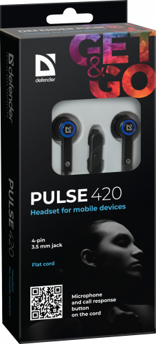 Наушники внутриканальные DEFENDER Pulse-420, вакуумная, регулят. громк., шнур 1.2 м, синяя (1/80) (63423) фото 7