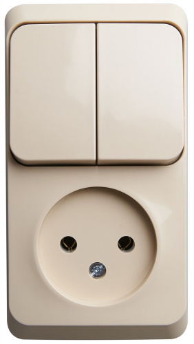 Блок О/У ЭТЮД (1-м розетка без зазем. + 2-кл. выкл.) крем. Systeme Electric BPA16-205K (1/12/96)