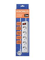 Сетевой фильтр KRONUS 5 розеток, ПВС 3*1,0 мм2, мощность 2200 Вт, ток 10А, 3 м, белый (NF-5-3-w) (1/45) (KRS-07-0003)