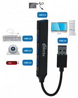 Хаб RITMIX CR-4400M,USB3.0;1xUSB3.0+3xUSB2.0, каб.9.5см,корп.алюм.сплав (1/200) (80001681)